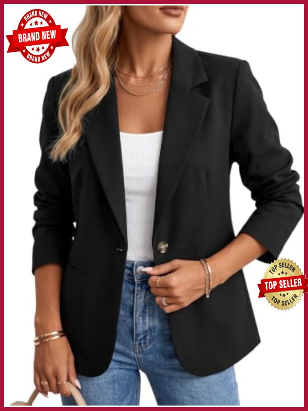 Pinstripe Blazer Jacket Wrinkle-Resistant Polyester Business Casual Fit
